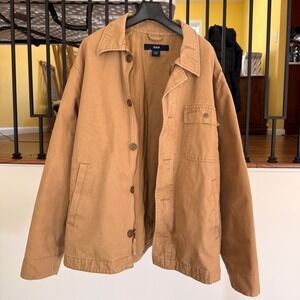 Gap Mens Y2k Canvas Workwear Jacket Quilted Tan Brown‎ Utility Coat Large